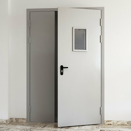 Противопожарная дверь 1-го типа эвакуационная полуторная остекленная — фото 21