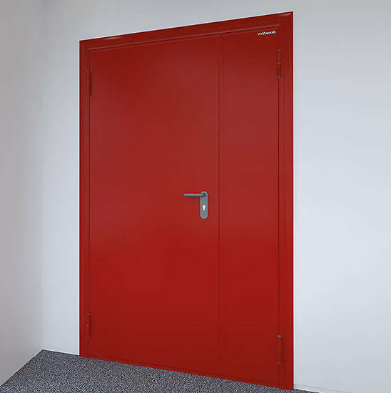 Противопожарная дверь 1-го типа эвакуационная полуторная остекленная — фото 12