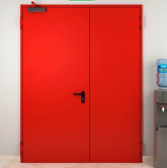 Противопожарная дверь 1-го типа эвакуационная полуторная остекленная — фото 17