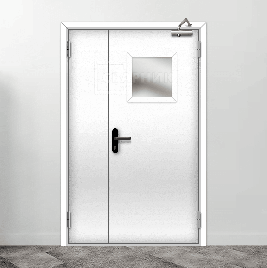 Противопожарная дверь 1-го типа эвакуационная полуторная остекленная — фото 6