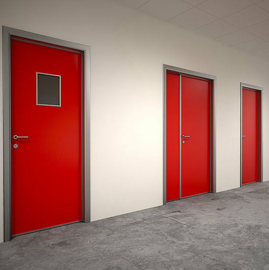 Противопожарная дверь EI-45 эвакуационная двупольная остекленная — фото 9