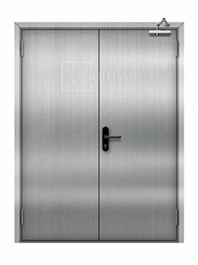 Двупольная глухая противопожарная дверь ДПМ-02 EI-60 из нержавейки