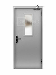 Дверь металлическая противопожарная ДПО EI-30 со стеклом 900×2100