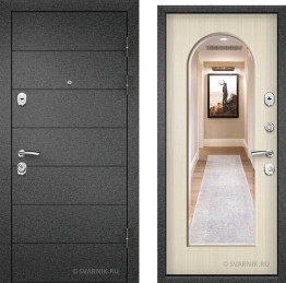 Дверь входная вторая в коттедж порошковая — шпон