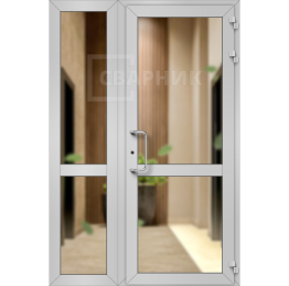 Входная группа из стеклопакетов с ручками для безопасности и европейским доводчиком ВГ-268