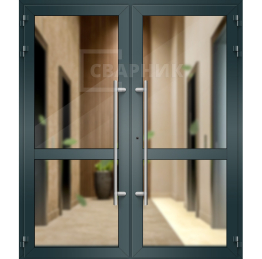 Алюминиевая дверь двухстворчатая ДА-1072