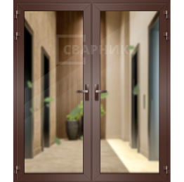 Дверь двухстворчатая из алюминиевого профиля ДА-1104