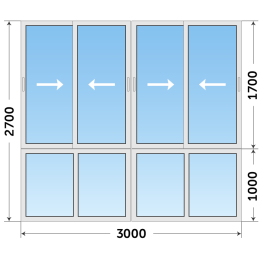 Раздвижное остекление из алюминиевого профиля с установкой