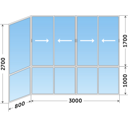 Остекление из алюминиевого профиля готовое
