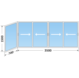 Окно сдвижное из алюминиевого профиля холодное