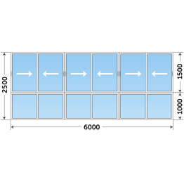 Окно сдвижное из алюминиевого профиля с установкой